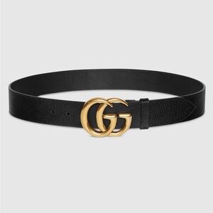 Gucci Black Belt with Gold GG Buckle